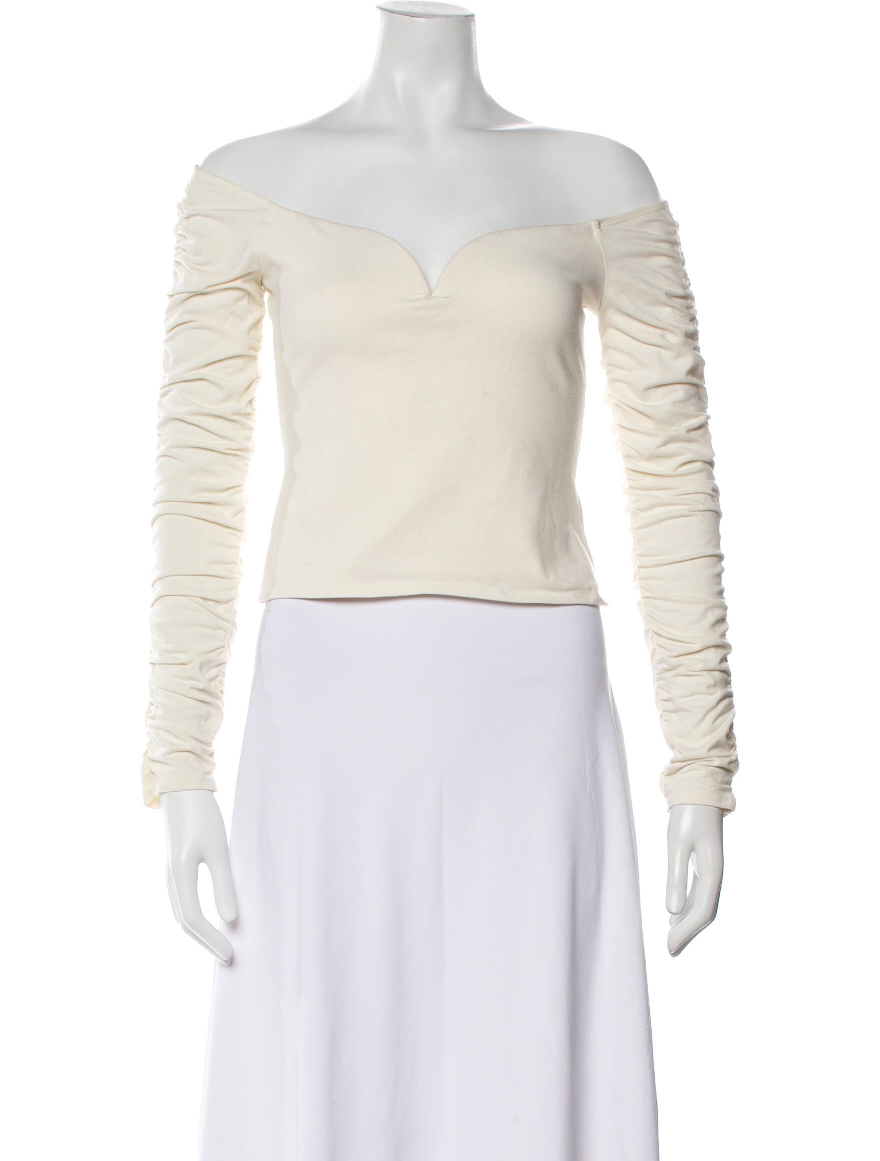 Reformation Off-The-Shoulder Long Sleeve Crop Top