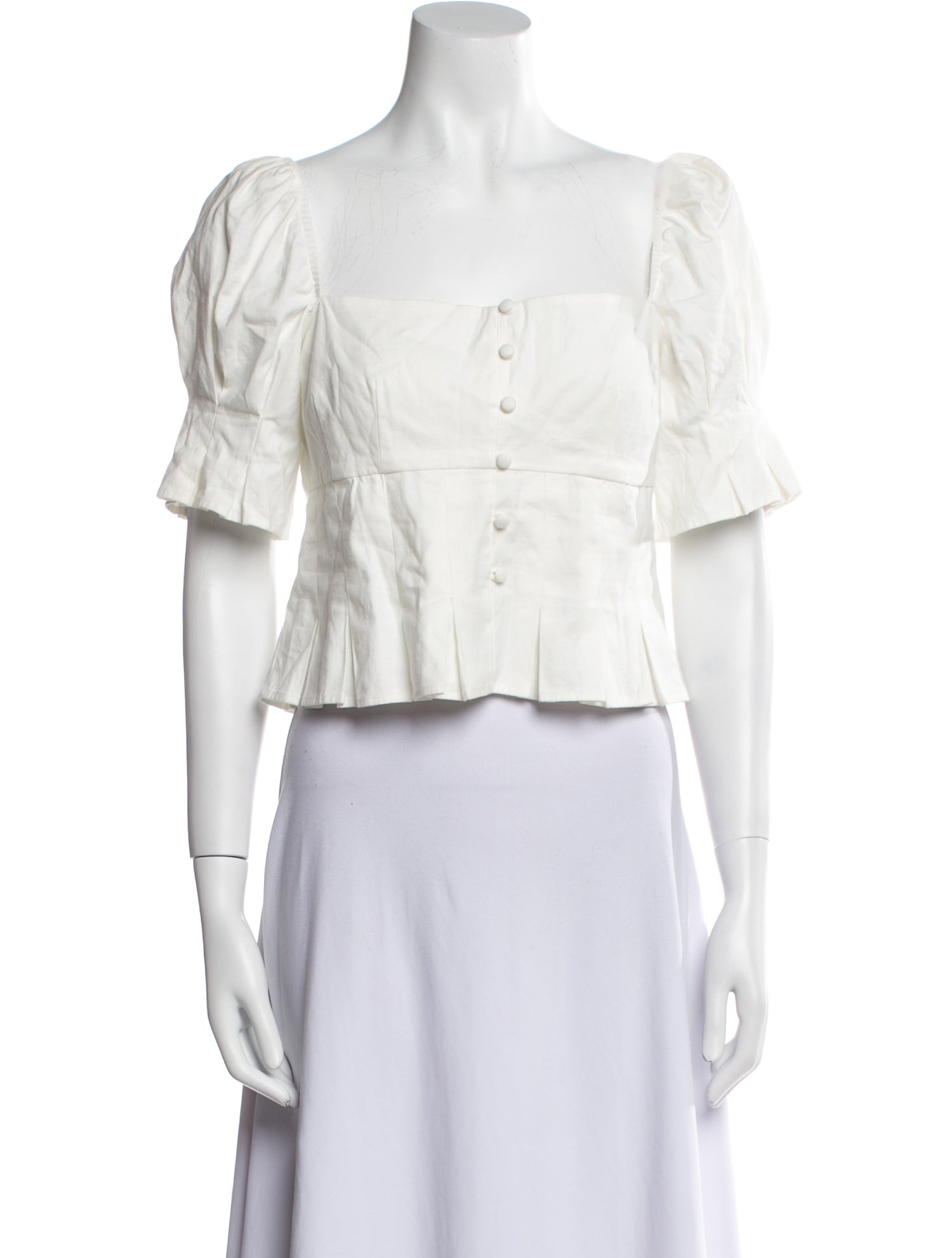 Reformation Square Neckline Short Sleeve Crop Top