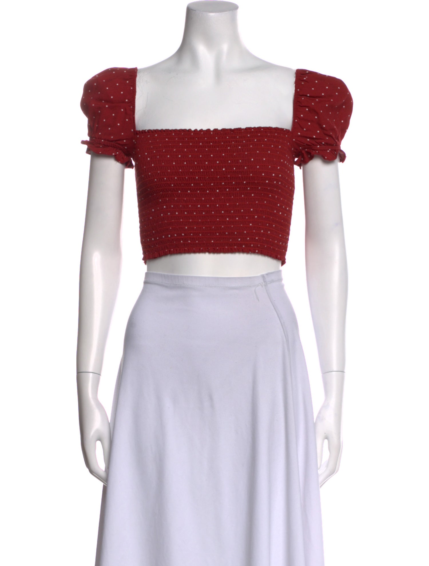 Reformation Square Neckline Short Sleeve Crop Top