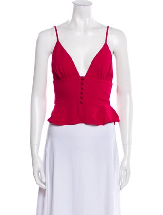 Reformation Linen V-Neck Crop Top