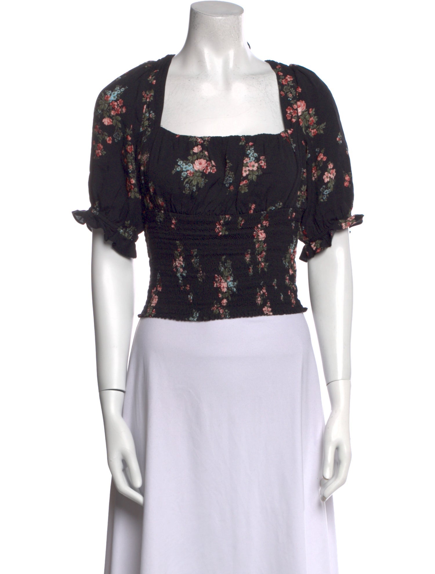 Reformation Floral Print Square Neckline Crop Top
