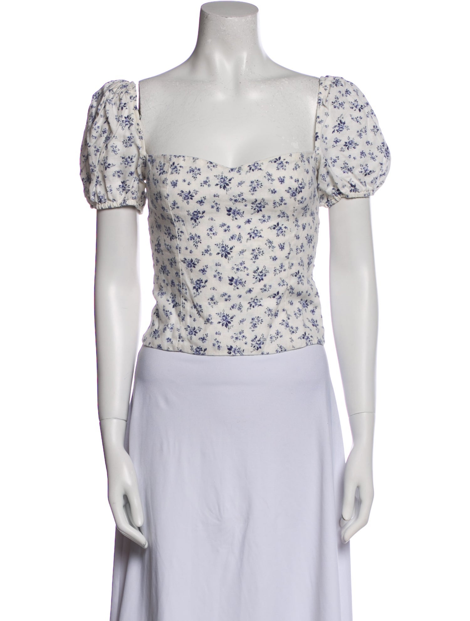 Reformation Floral Print Square Neckline Crop Top