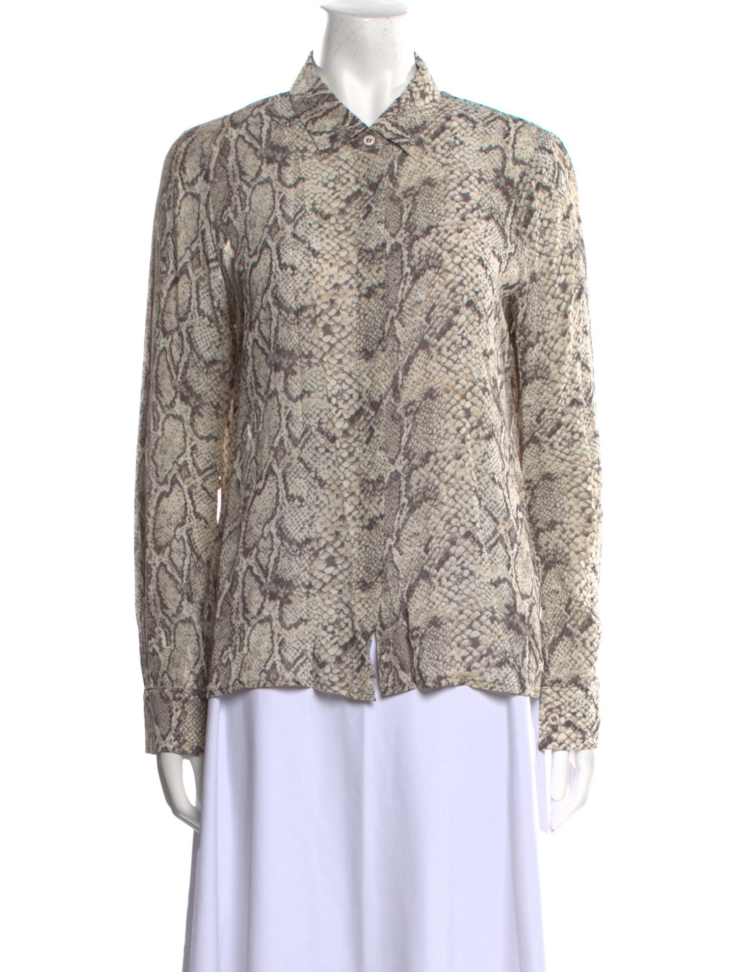 Reformation Animal Print Long Sleeve Button-Up Top