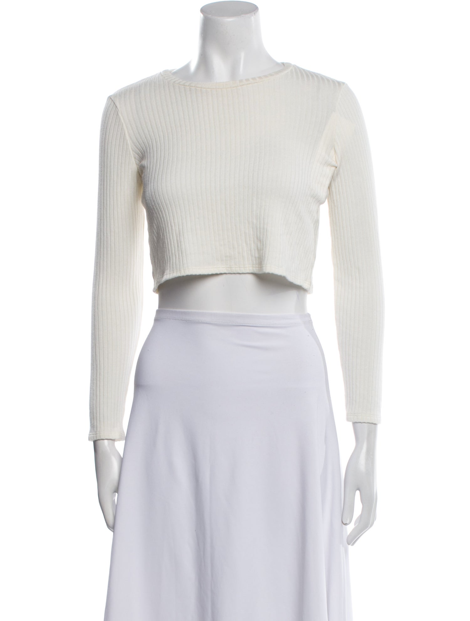 Reformation Bateau Neckline Long Sleeve Crop Top