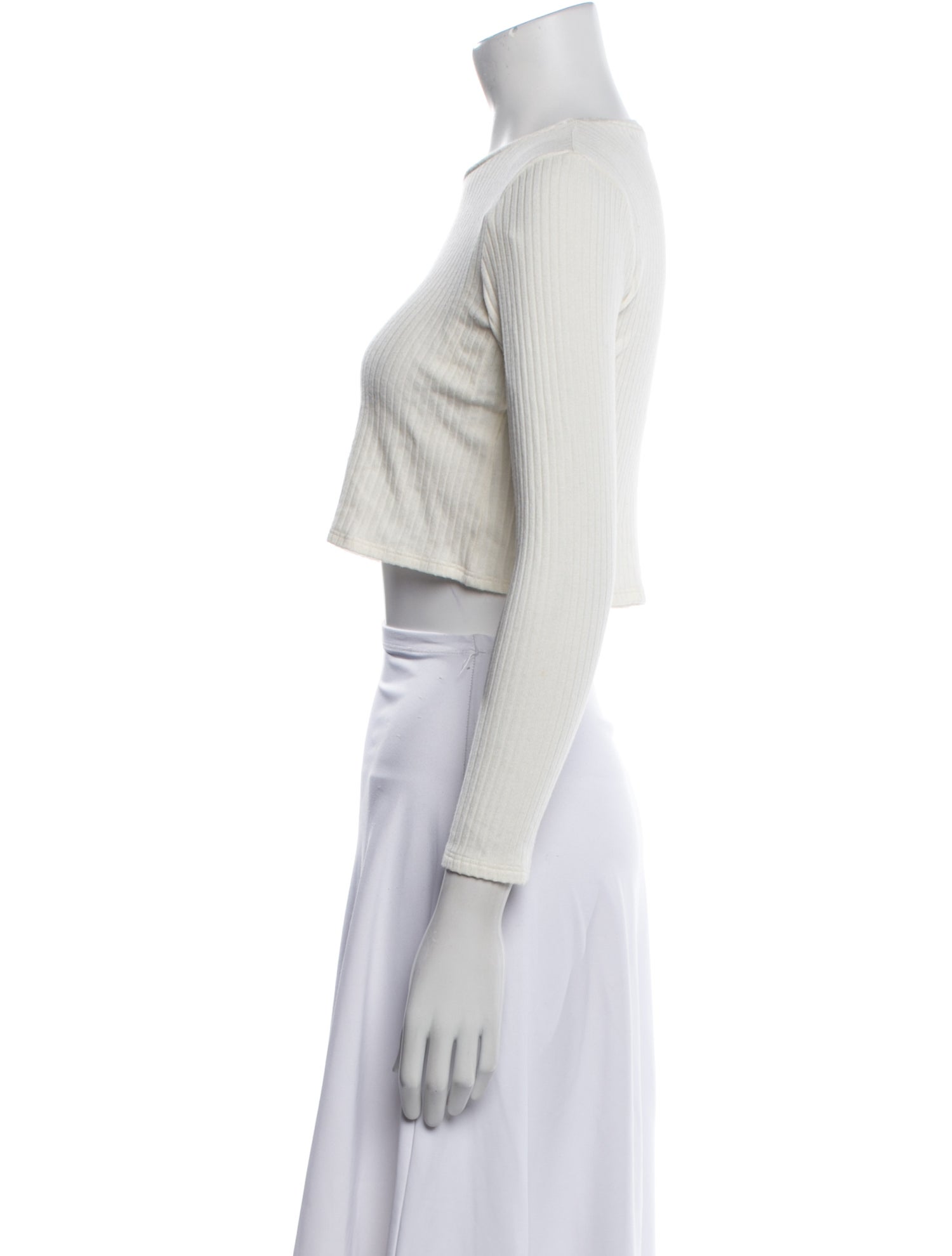 Reformation Bateau Neckline Long Sleeve Crop Top