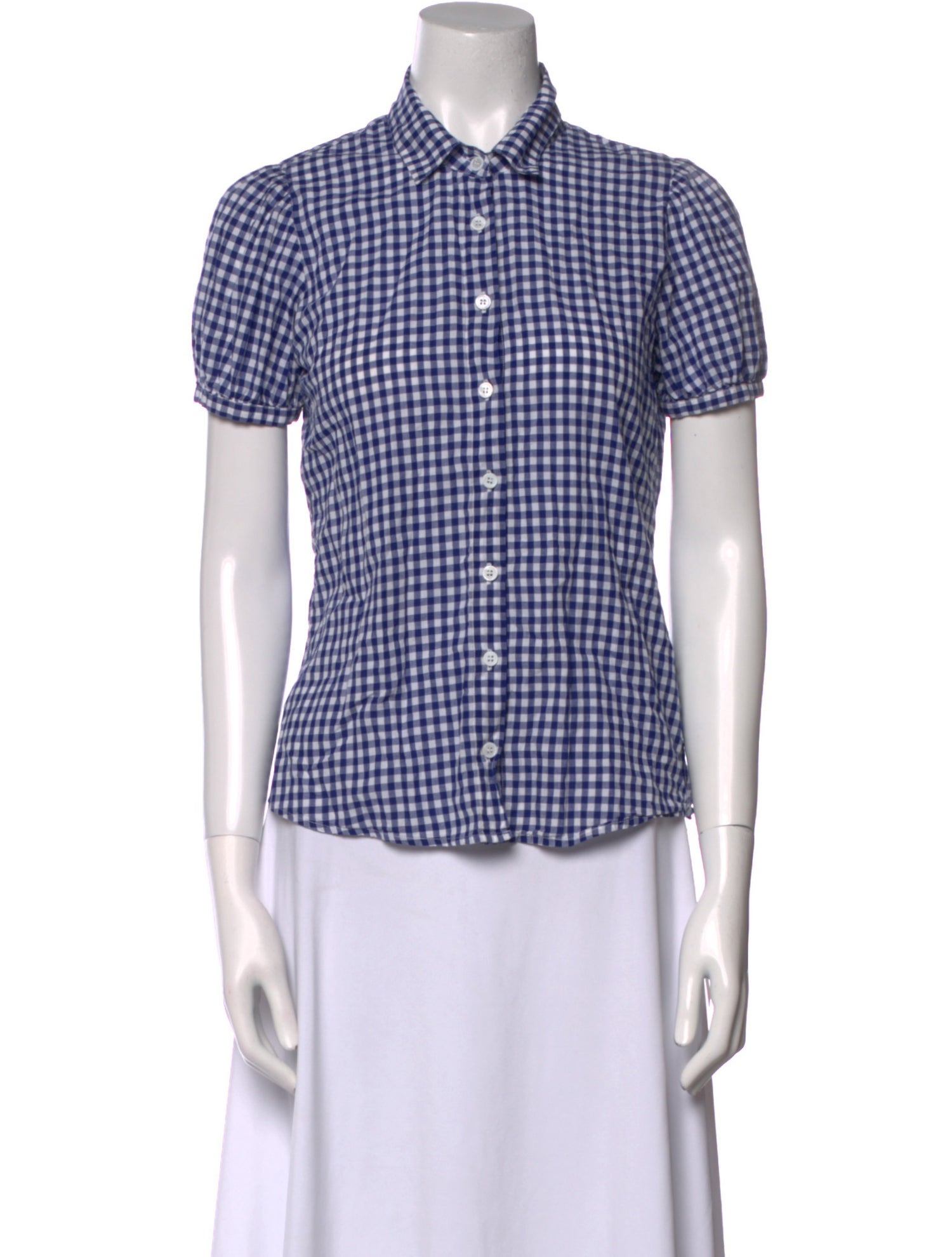 Reformation Plaid Print Short Sleeve Button-Up Top