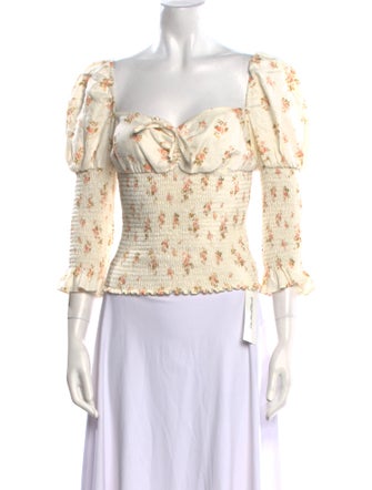 Reformation Linen Floral Print Blouse
