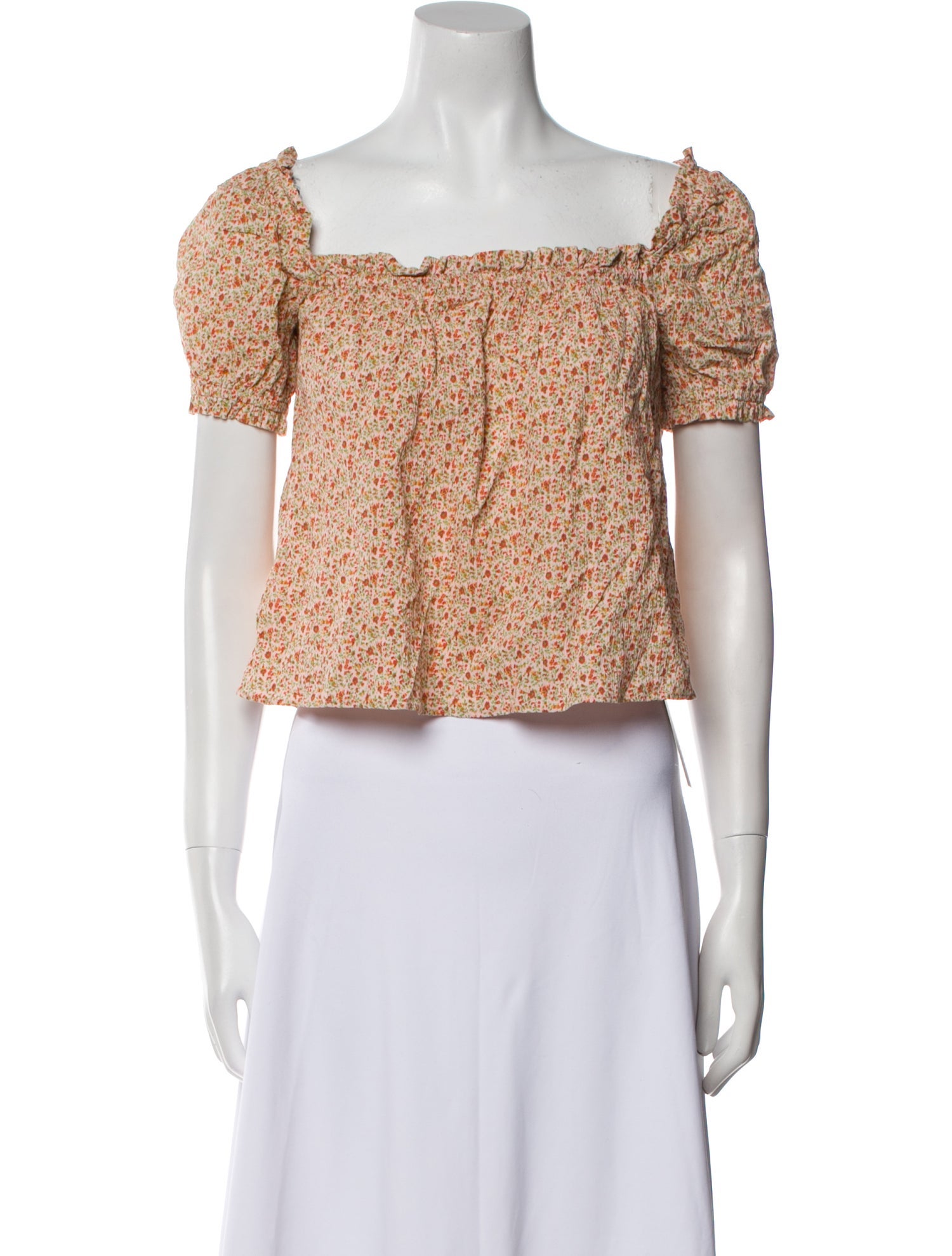 Reformation Floral Print Square Neckline Crop Top