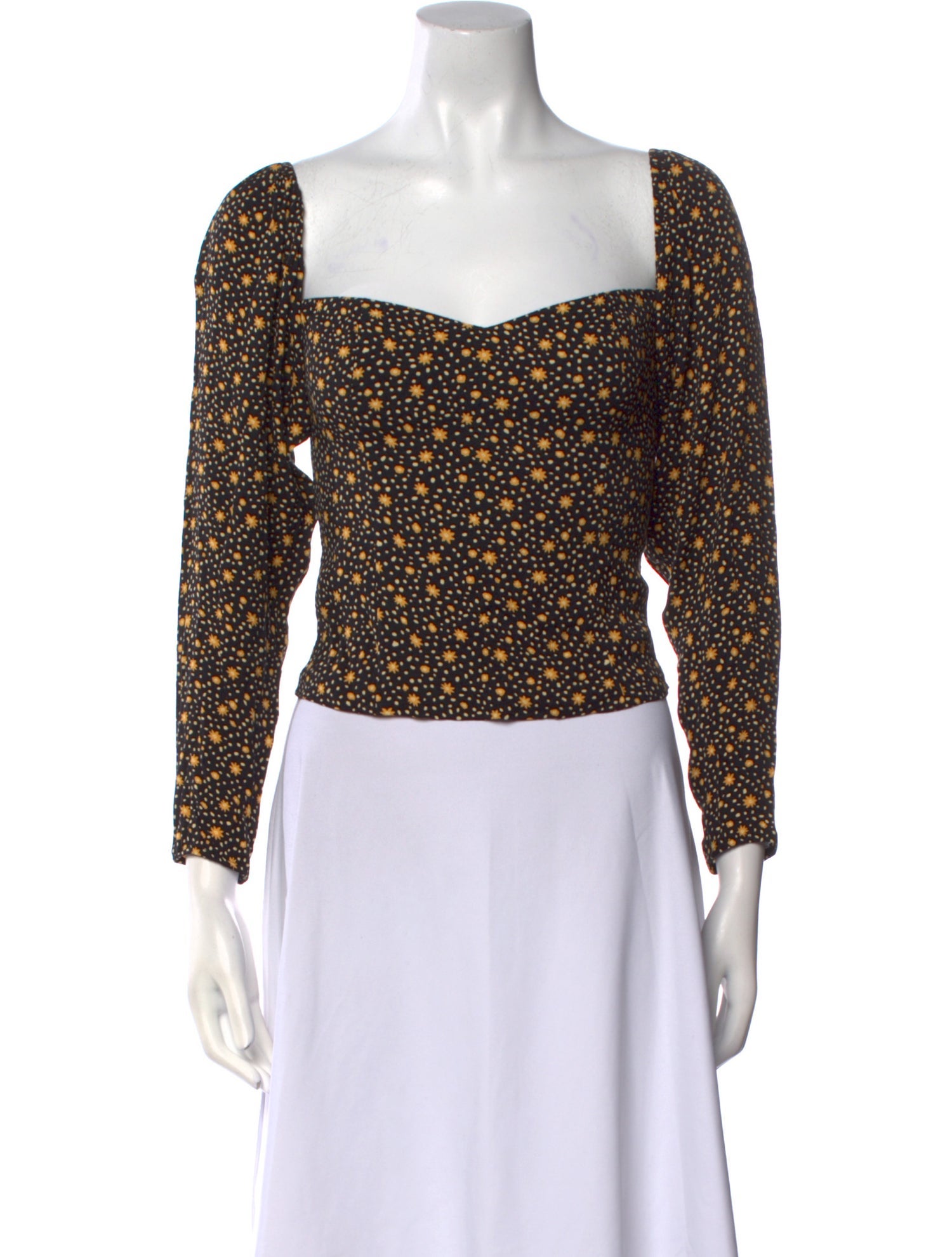 Reformation Floral Print Square Neckline Crop Top