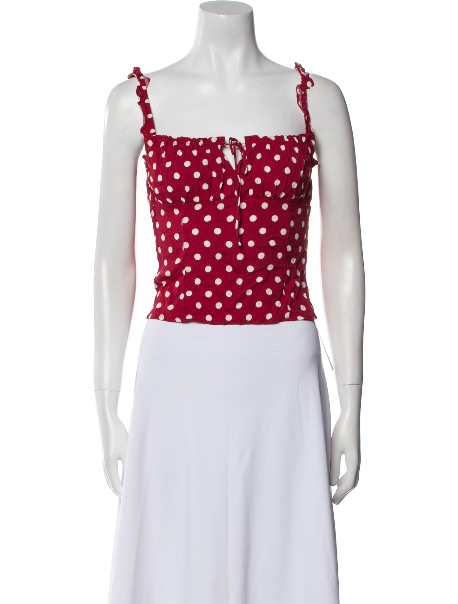 Reformation Polka Dot Print Square Neckline Crop Top