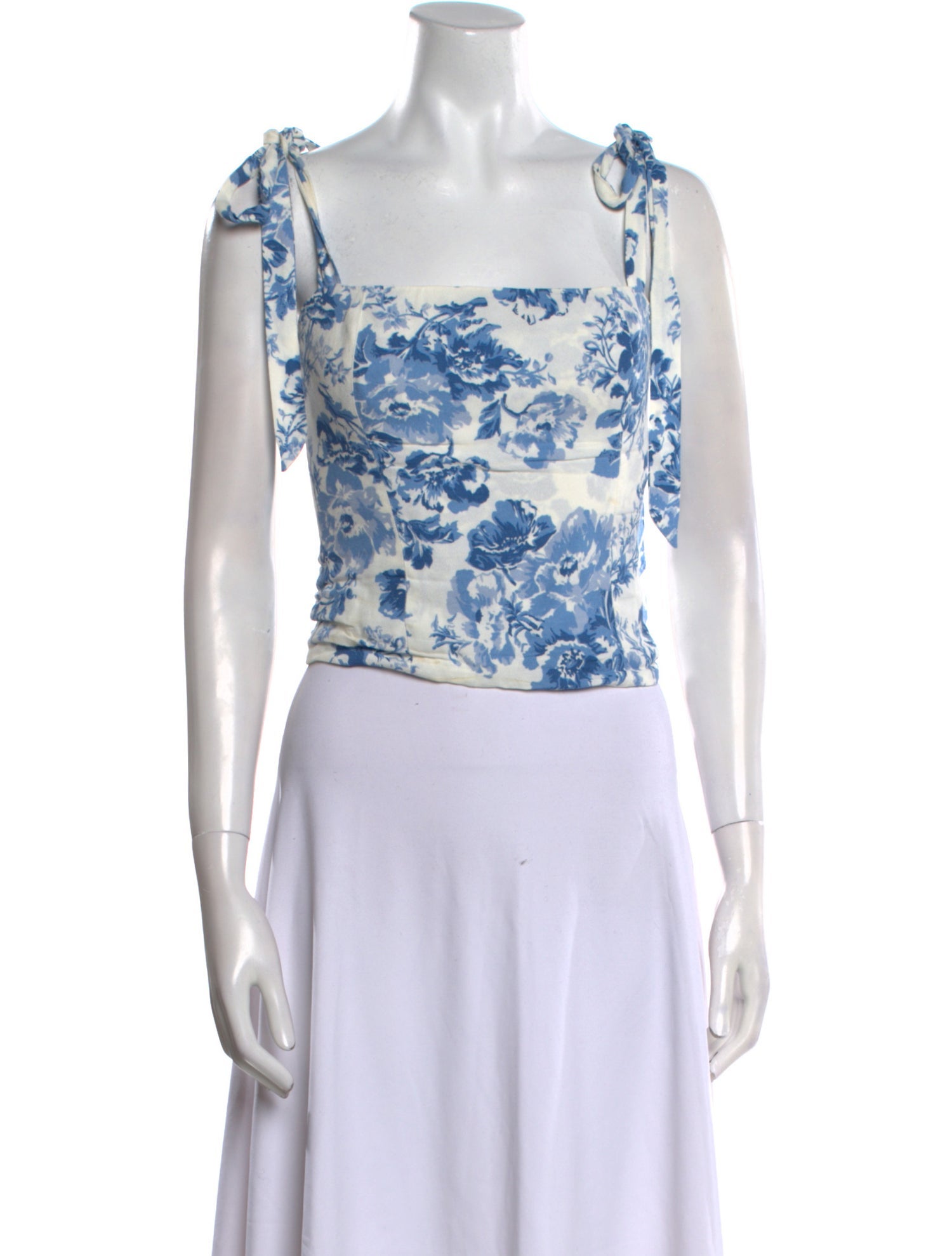 Reformation Floral Print Square Neckline Crop Top