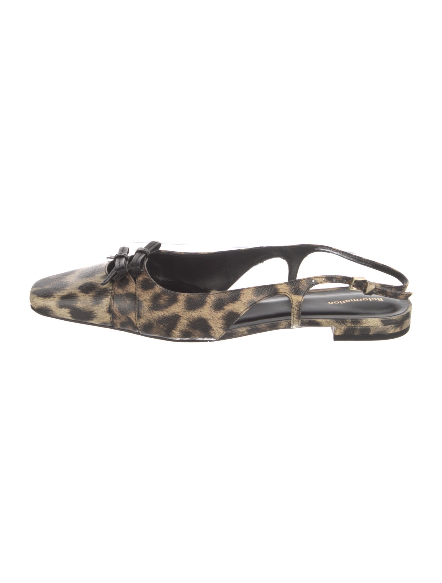 Reformation Leather Animal Print Slingback Flats