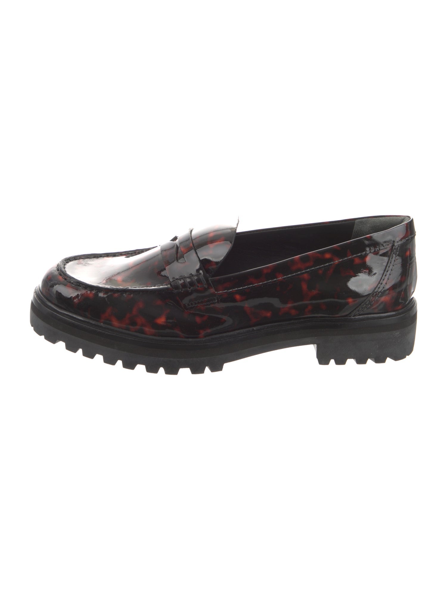 Reformation Patent Leather Animal Print Loafers