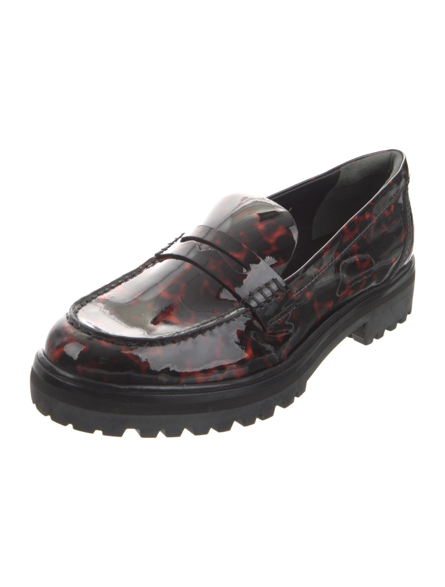 Reformation Patent Leather Animal Print Loafers