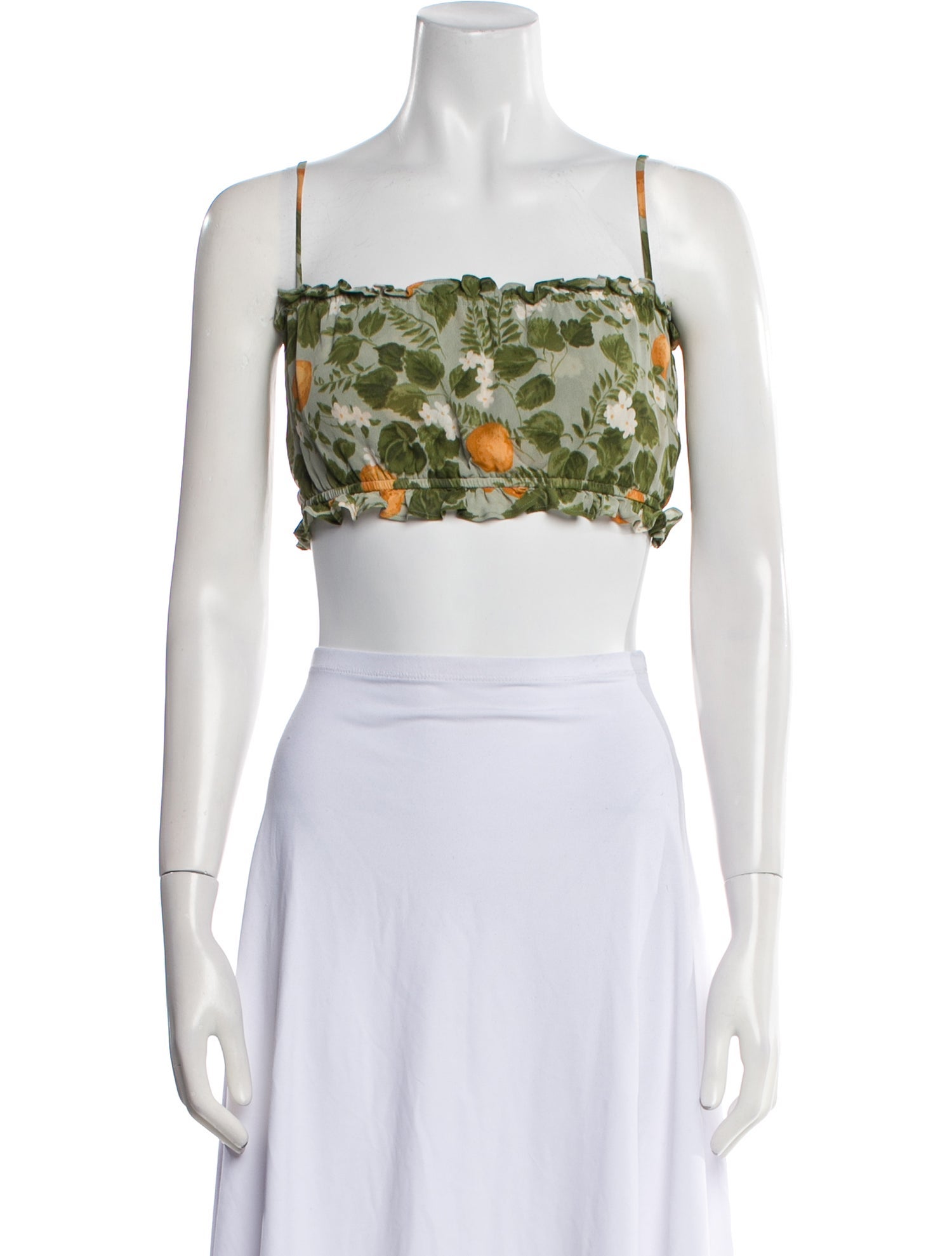 Reformation Floral Print Square Neckline Crop Top
