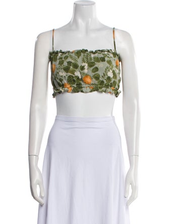Reformation Floral Print Square Neckline Crop Top