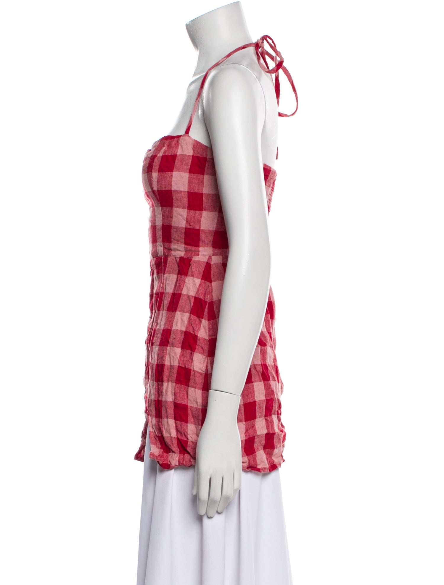 Reformation Linen Plaid Print Top