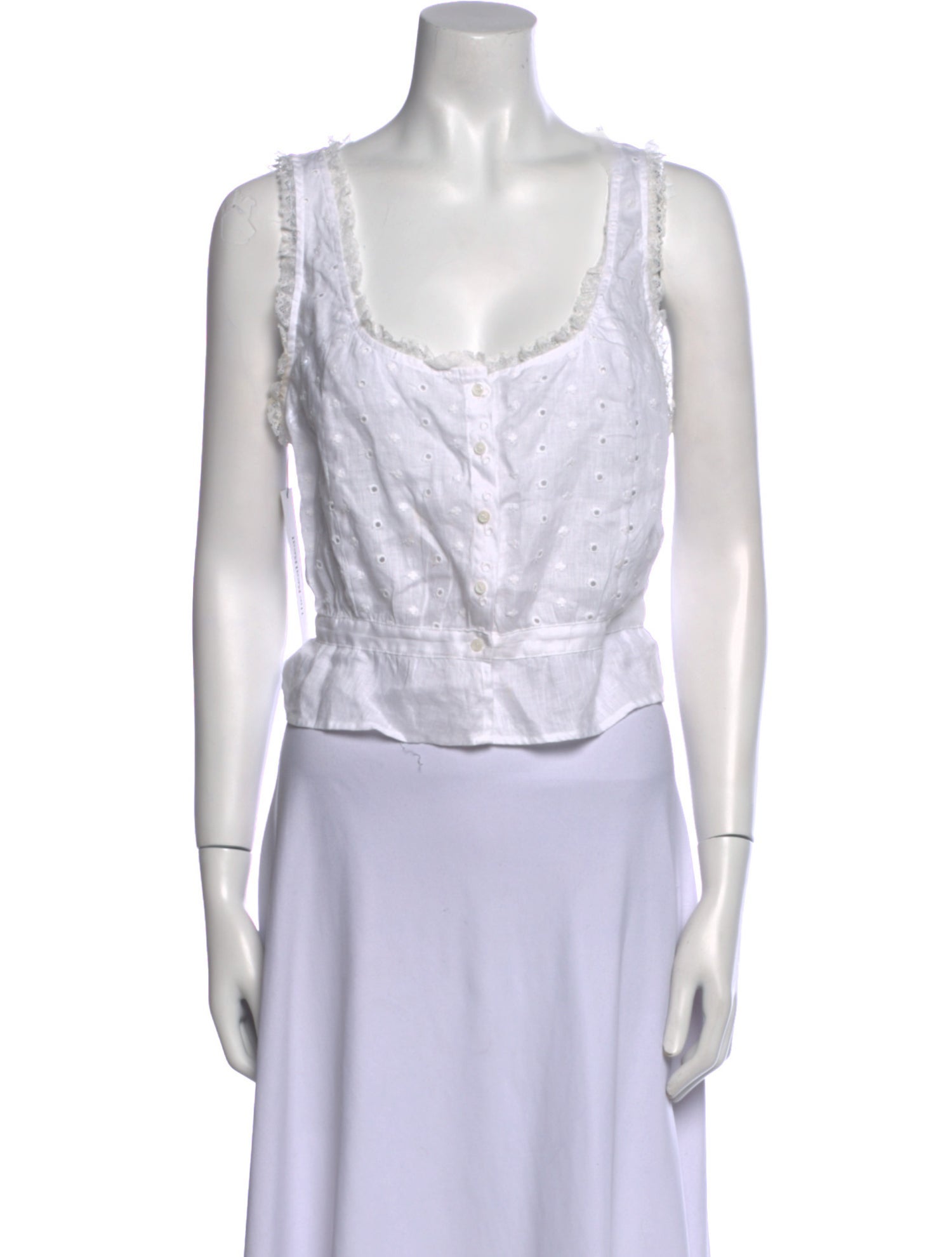 Reformation Linen Scoop Neck Crop Top