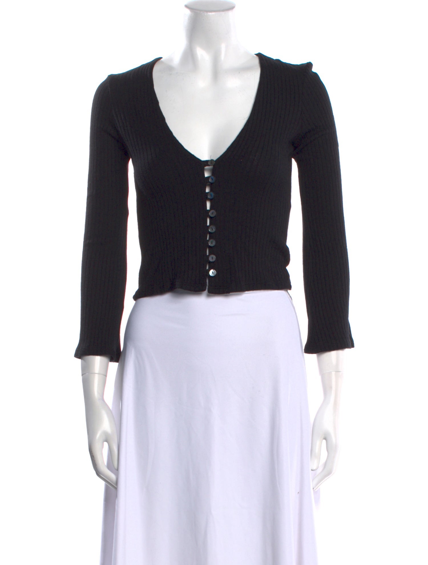 Reformation V-Neck Three-Quarter Sleeve Crop Top