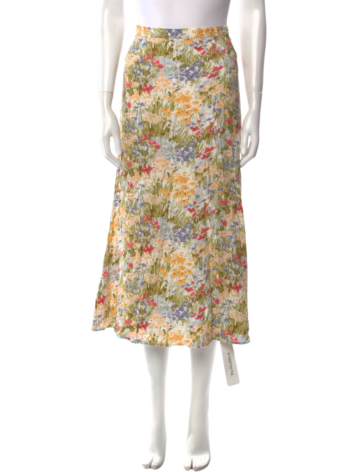 Reformation Floral Print Midi Length Skirt