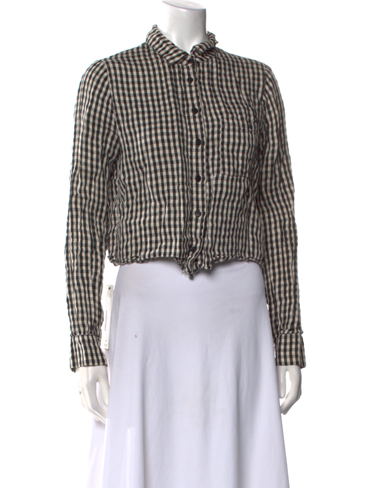 Reformation Plaid Print Long Sleeve Crop Top