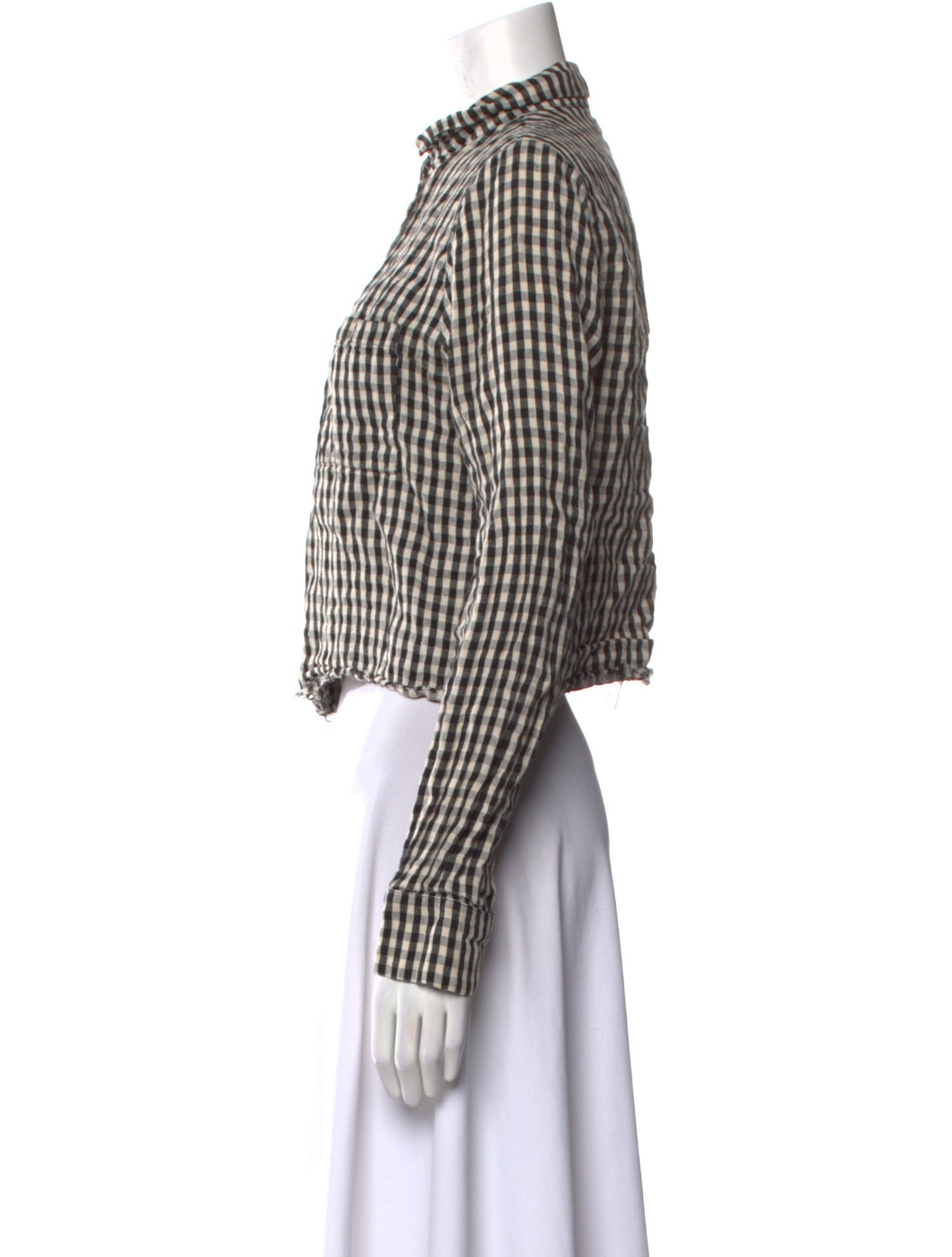 Reformation Plaid Print Long Sleeve Crop Top