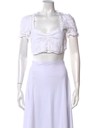 Reformation Linen Square Neckline Crop Top