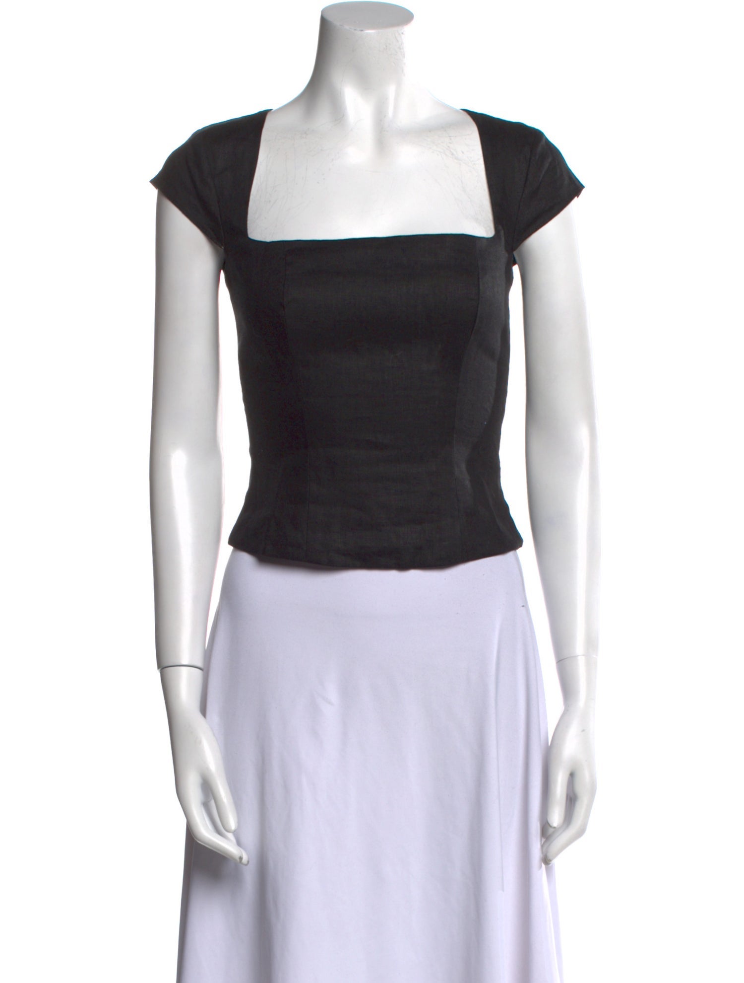 Reformation Linen Square Neckline Crop Top