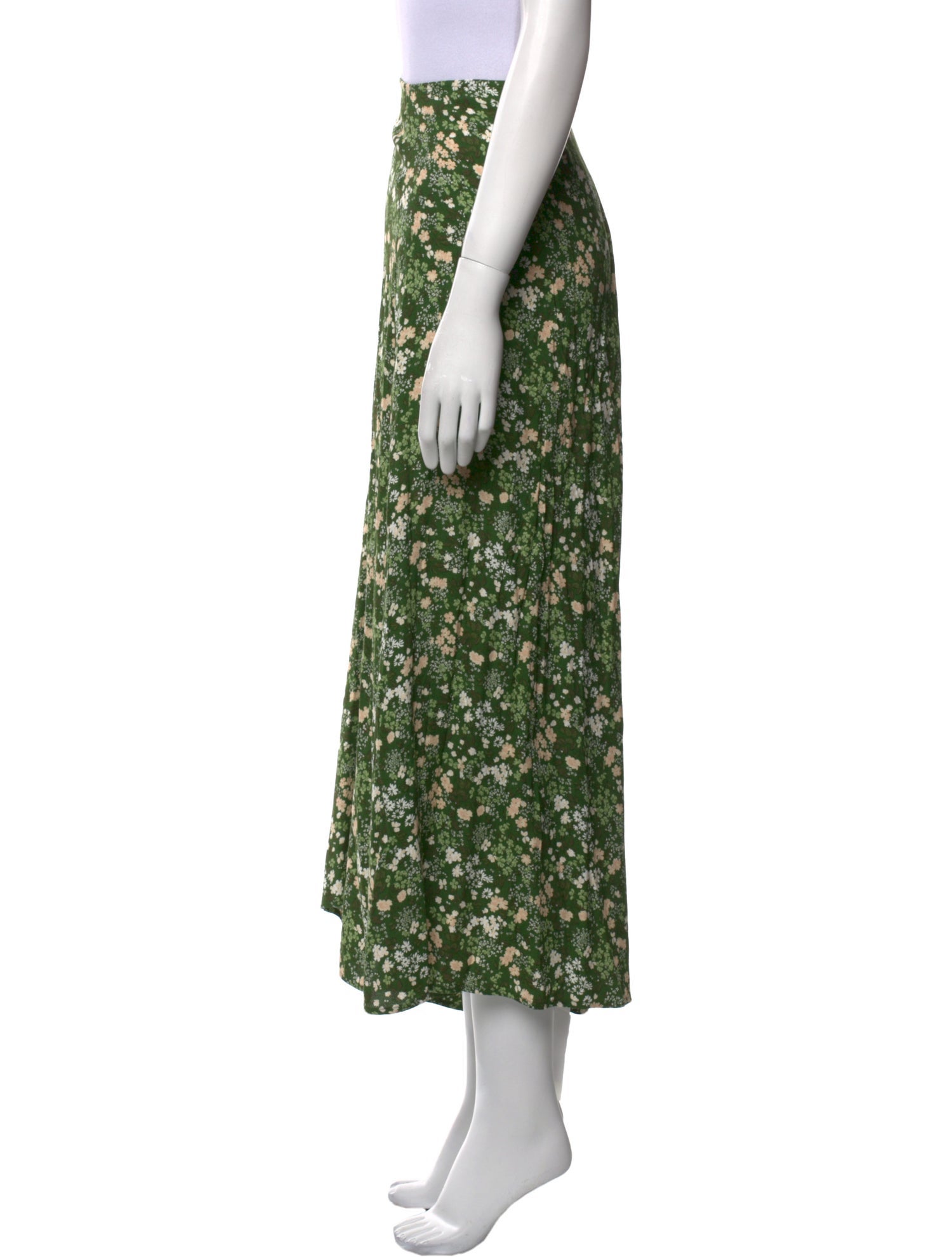 Reformation Floral Print Midi Length Skirt