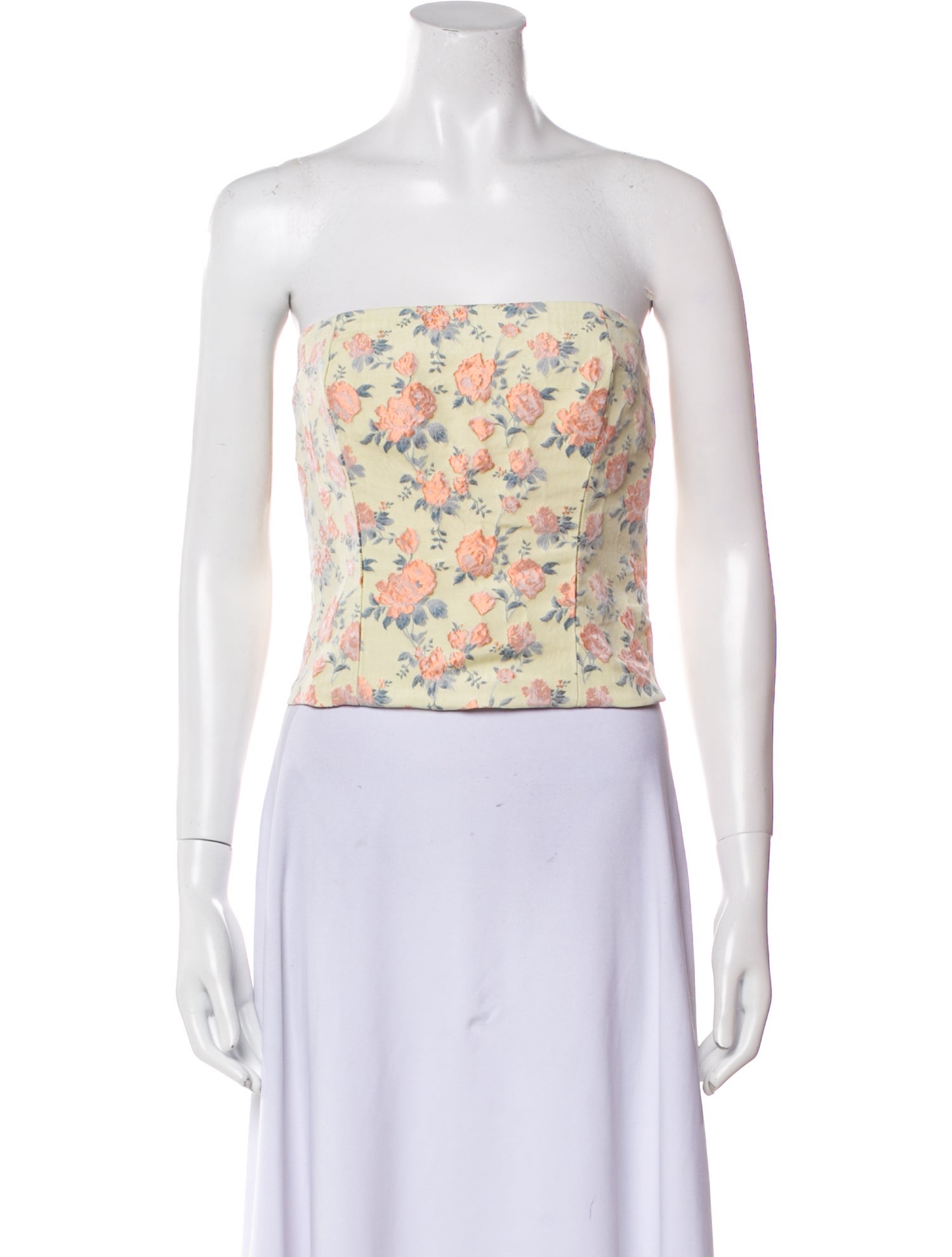 Reformation Floral Print Strapless Crop Top