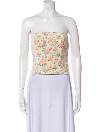 Reformation Floral Print Strapless Crop Top