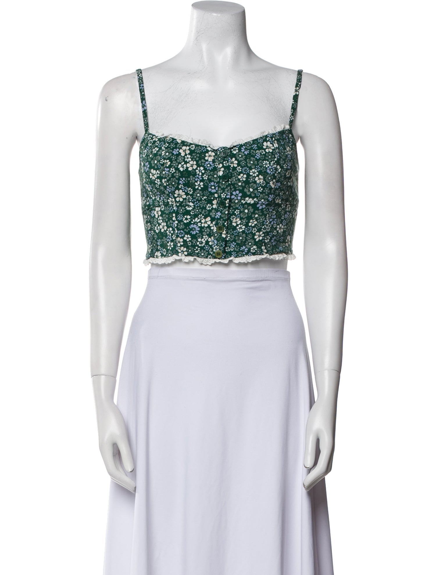 Reformation Printed Square Neckline Crop Top