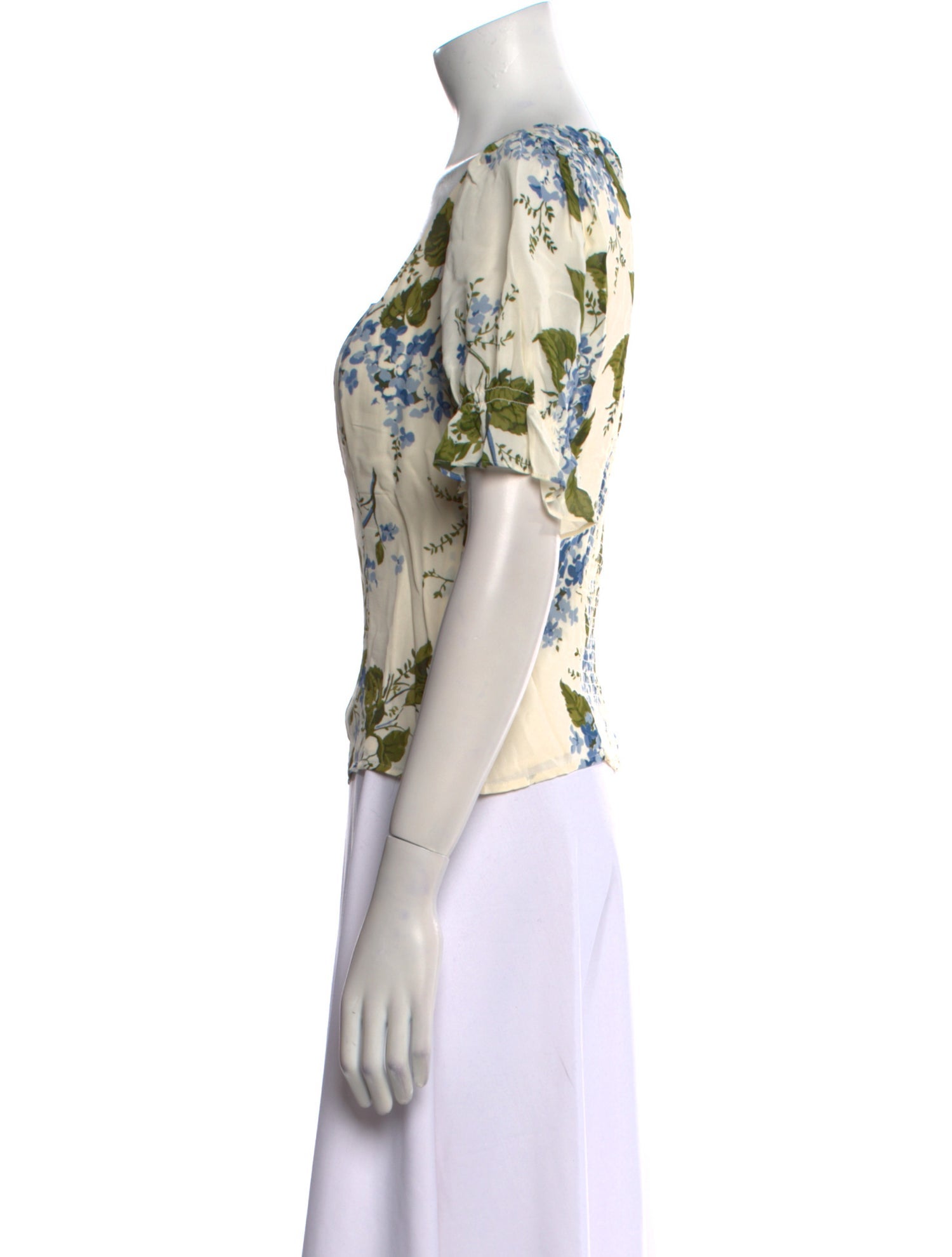 Reformation Floral Print Square Neckline Blouse