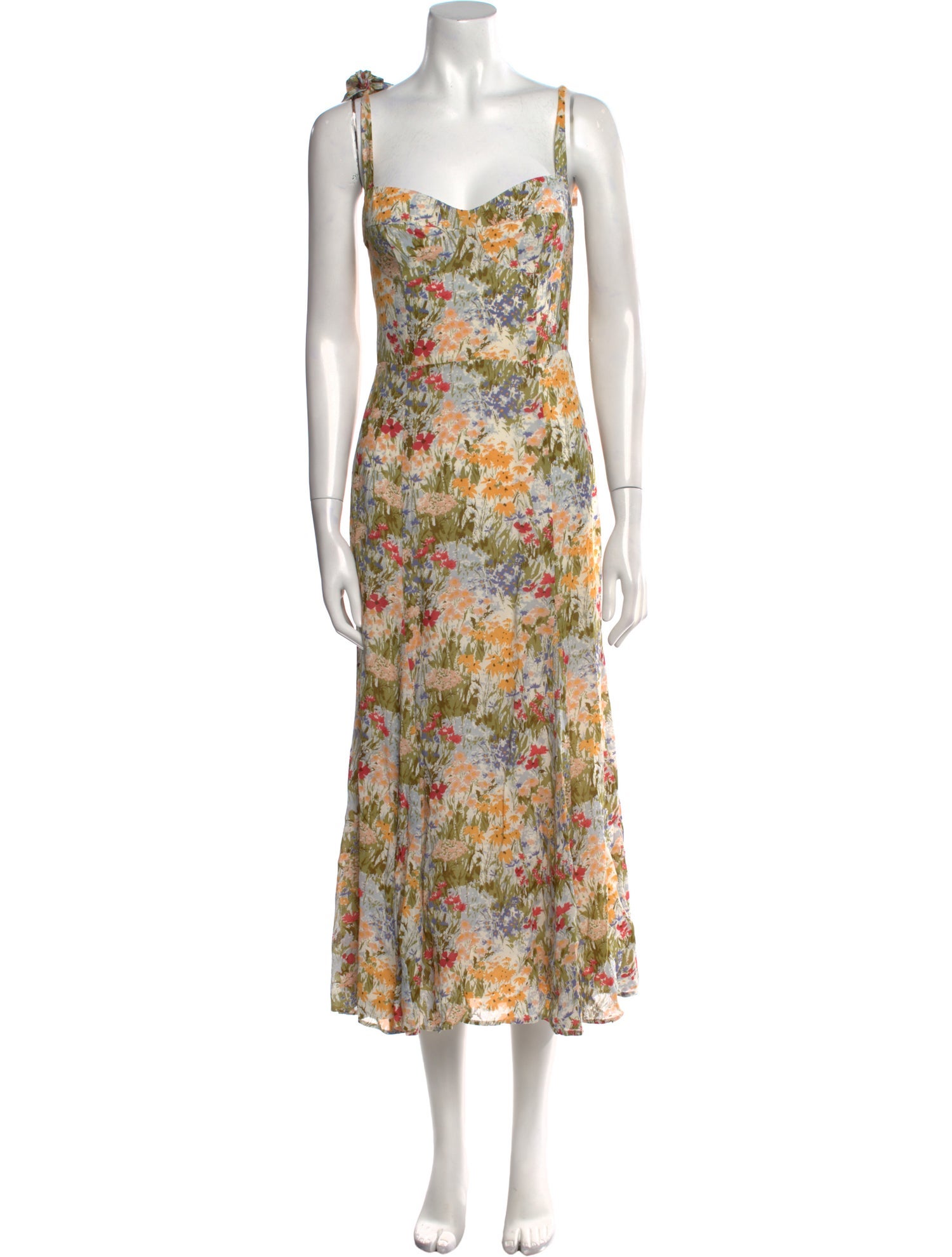 Reformation Floral Print Midi Length Dress