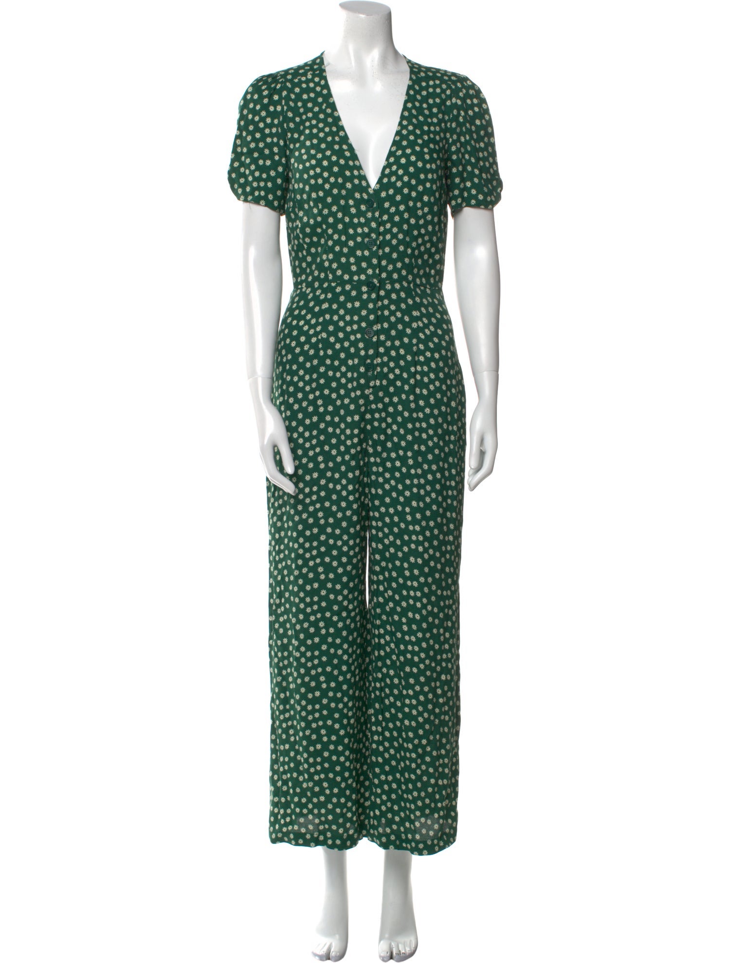 Reformation Floral Print V-Neck Jumpsuit