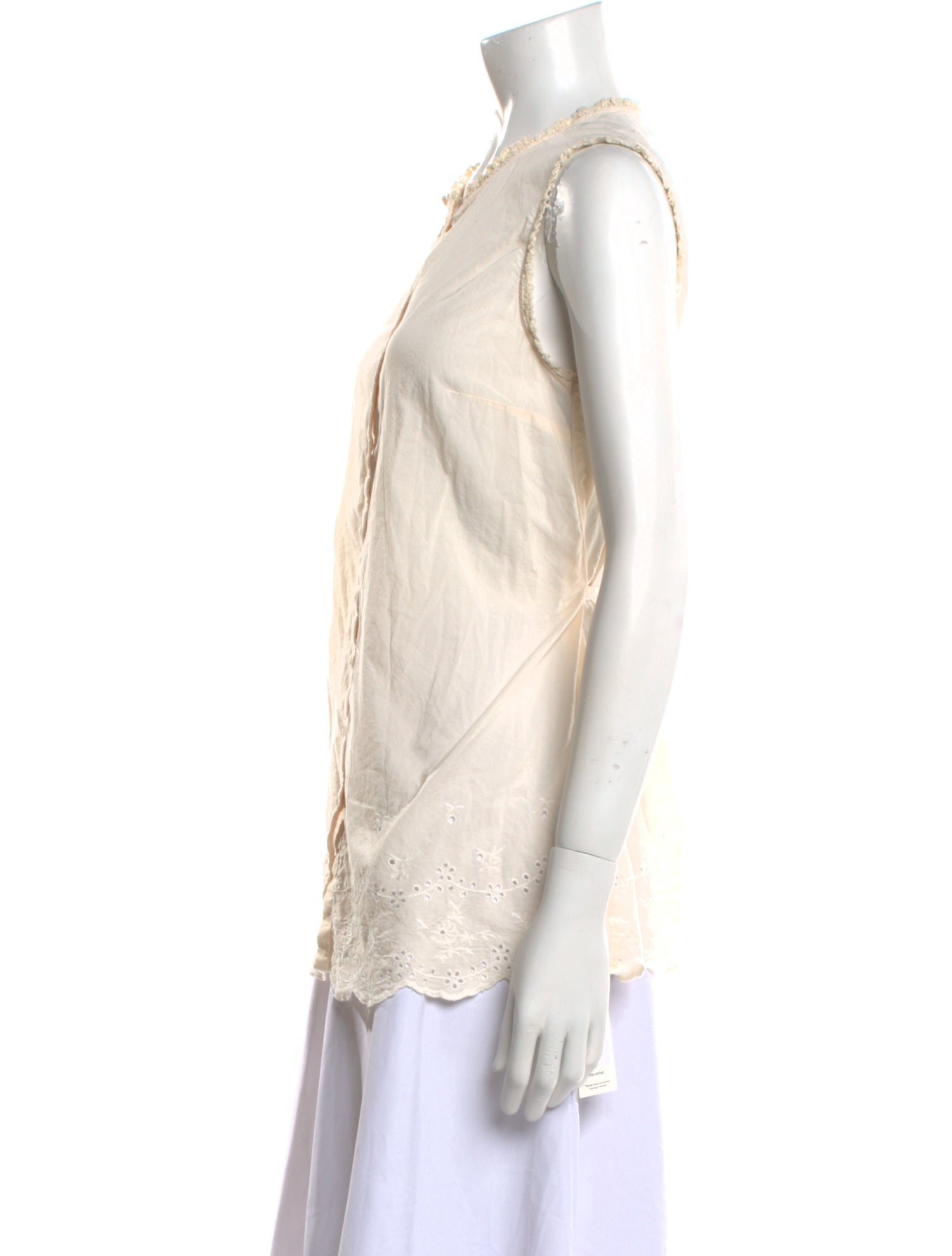 Reformation Crew Neck Sleeveless Button-Up Top