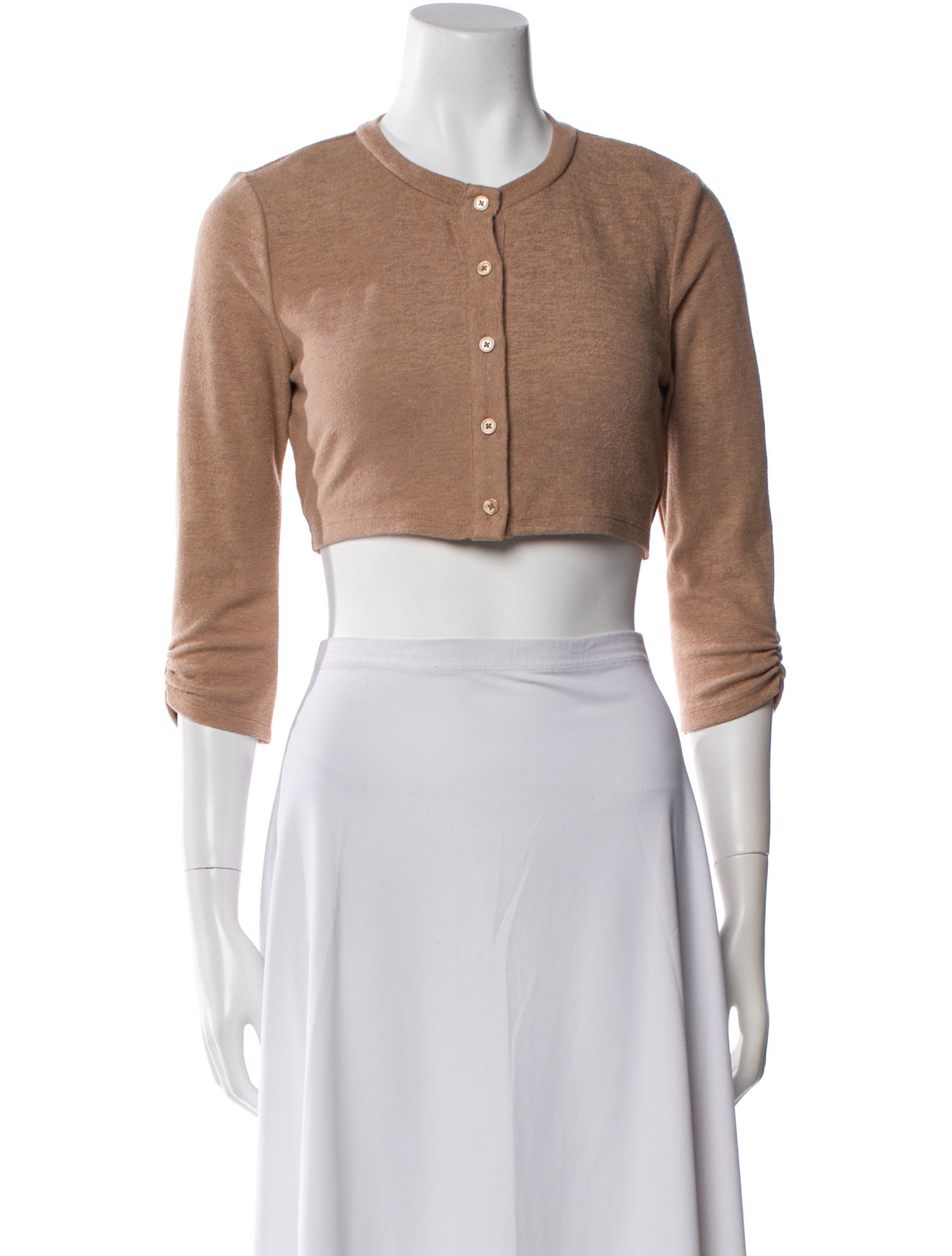 Reformation Crew Neck Three-Quarter Sleeve Crop Top