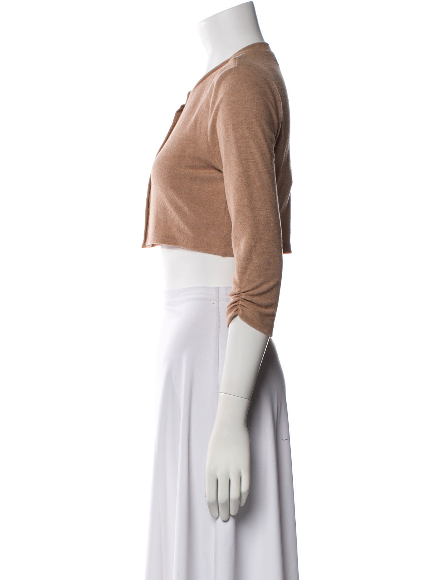 Reformation Crew Neck Three-Quarter Sleeve Crop Top