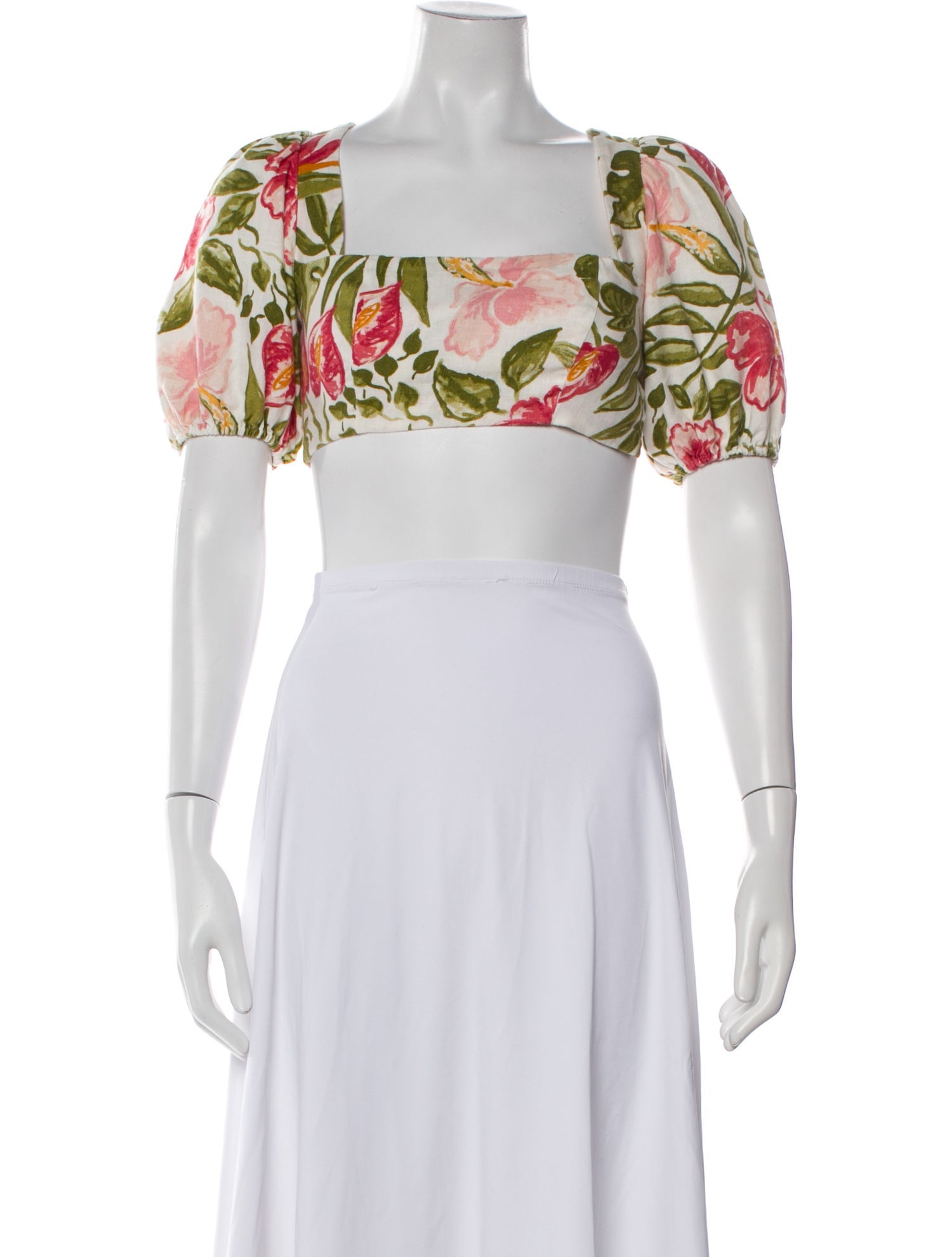 Reformation Linen Floral Print Crop Top