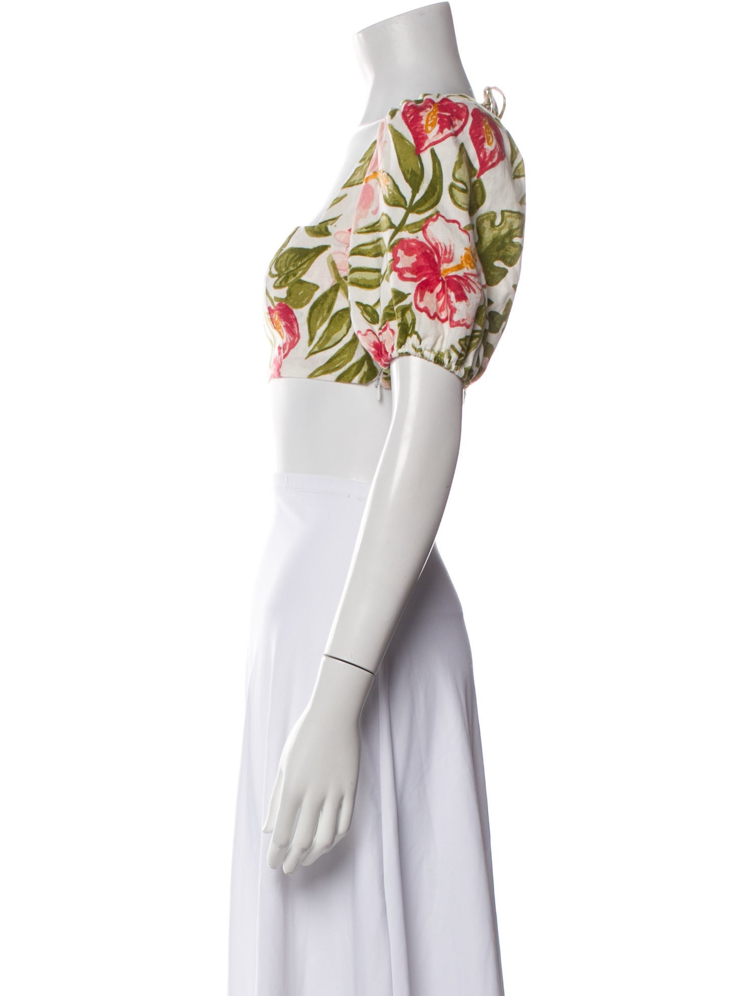 Reformation Linen Floral Print Crop Top