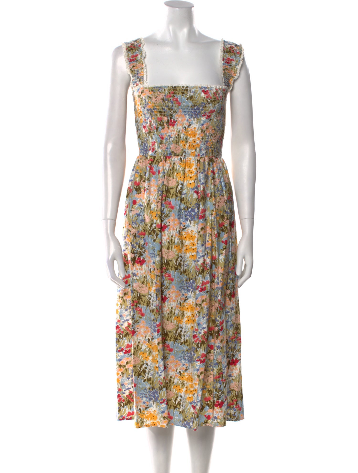 Reformation Floral Print Midi Length Dress