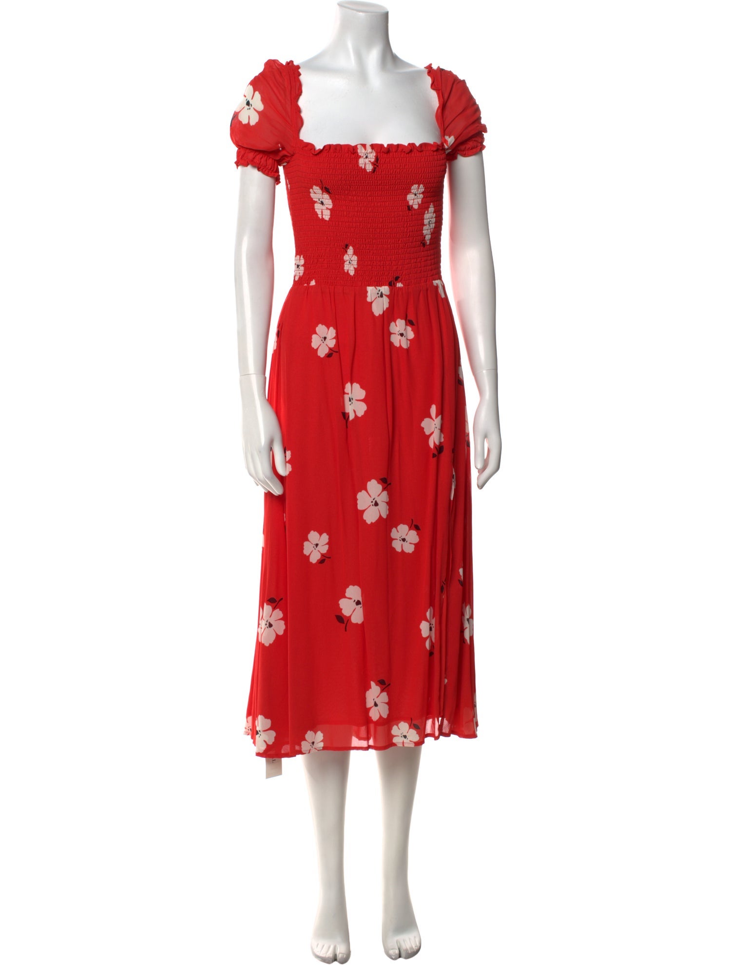 Reformation Floral Print Midi Length Dress