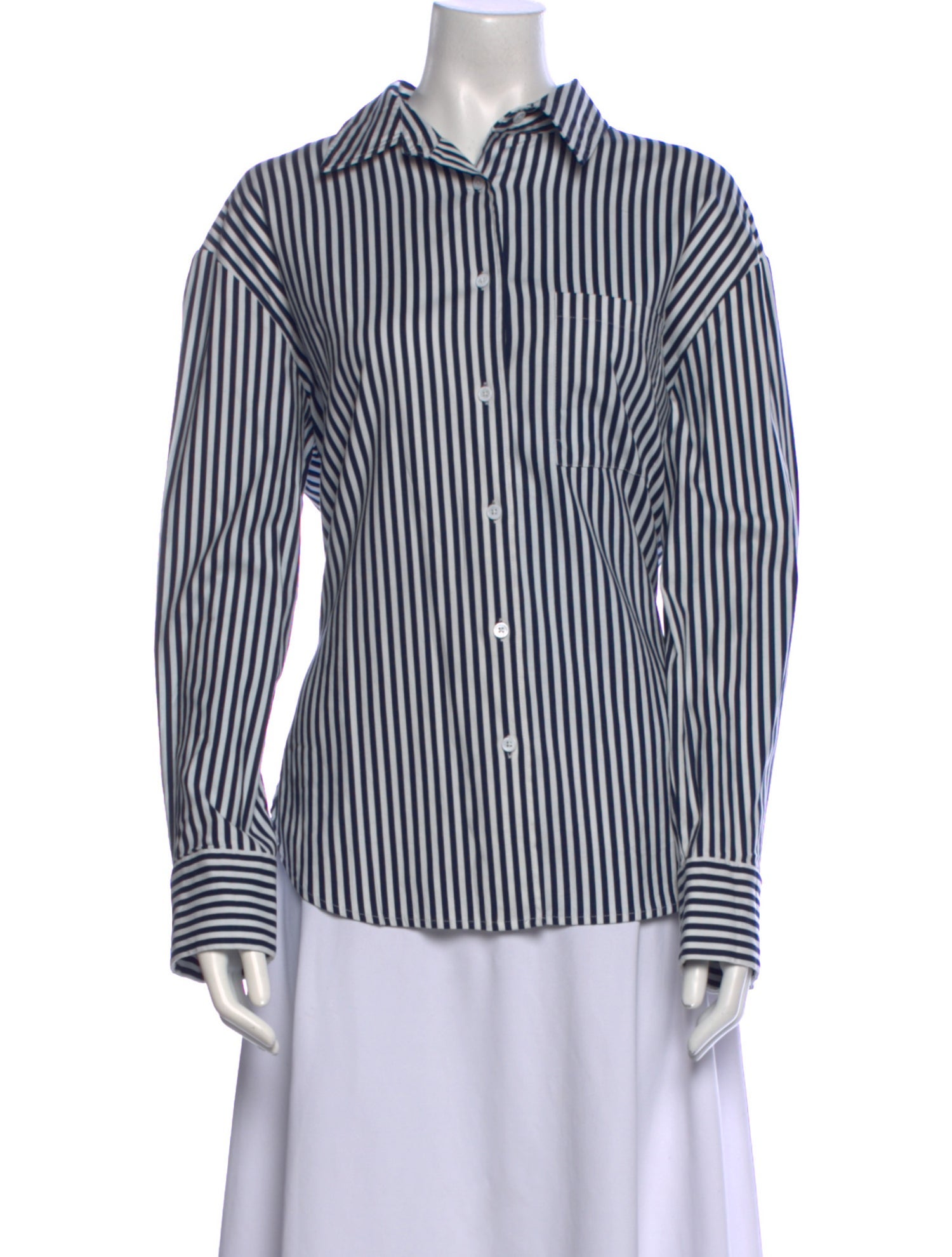 Reformation Striped Long Sleeve Button-Up Top