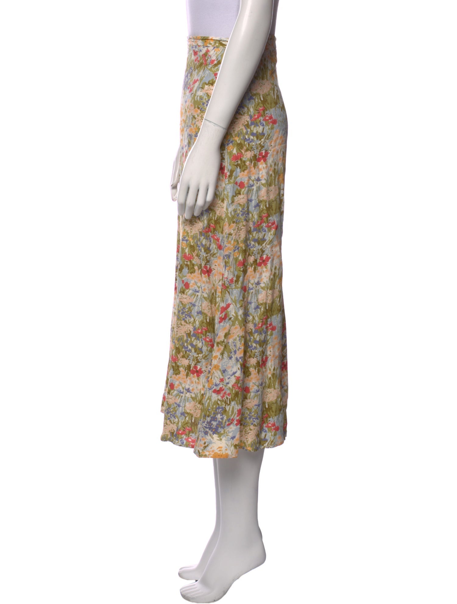 Reformation Floral Print Midi Length Skirt