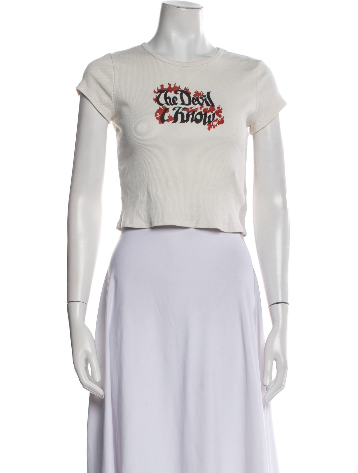 Reformation Graphic Print Crew Neck Crop Top