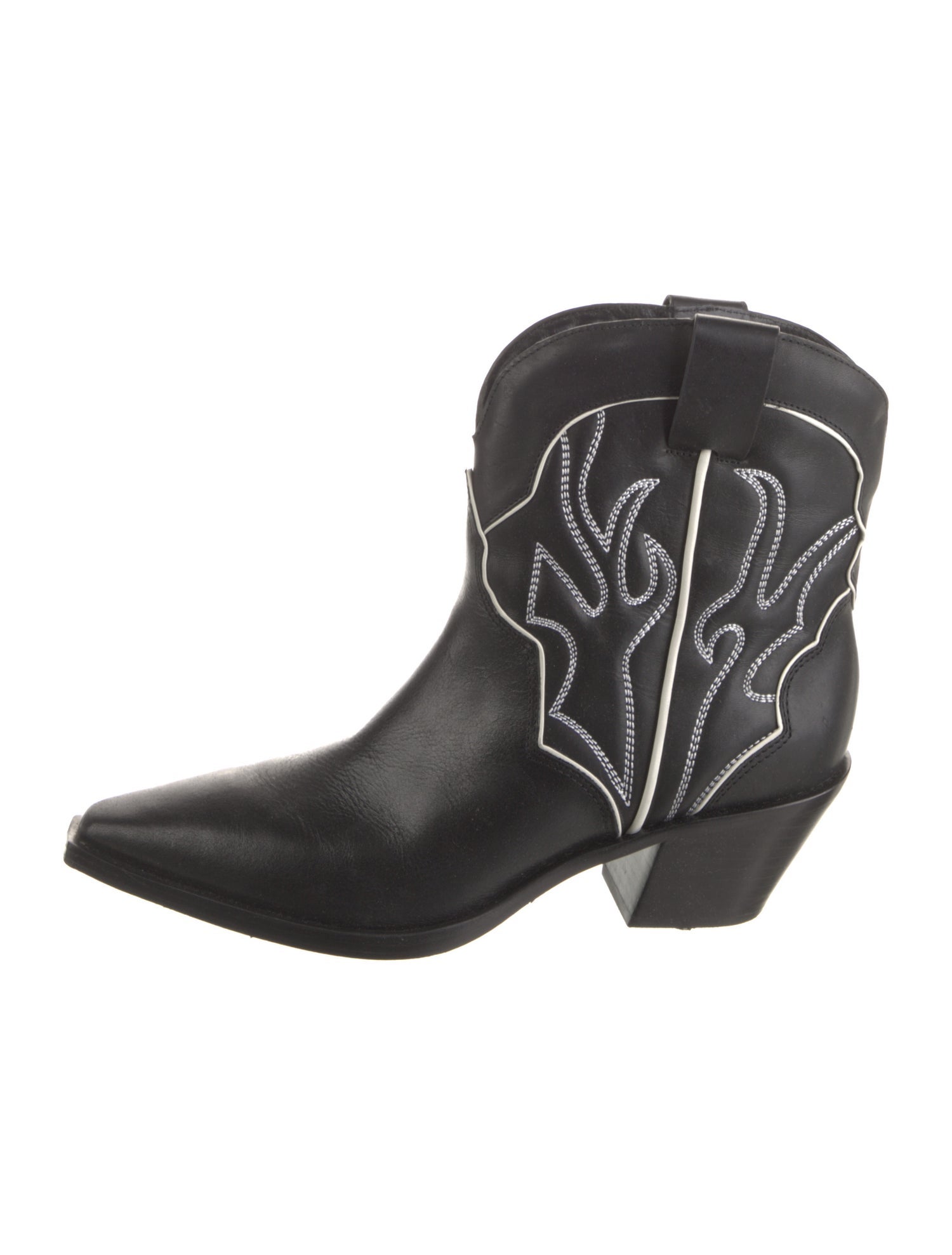 Reformation Leather Embroidered Accent Western Boots