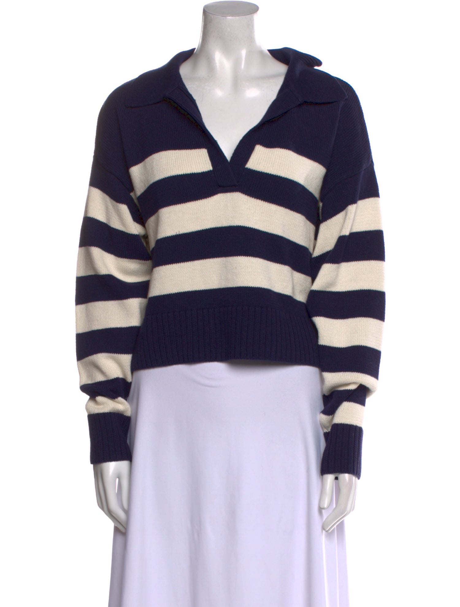 Reformation Striped V-Neck Sweatshirt