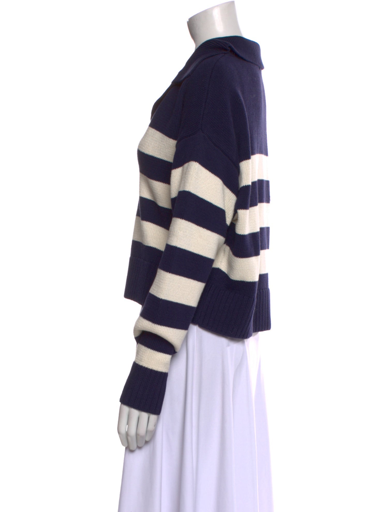 Reformation Striped V-Neck Sweatshirt