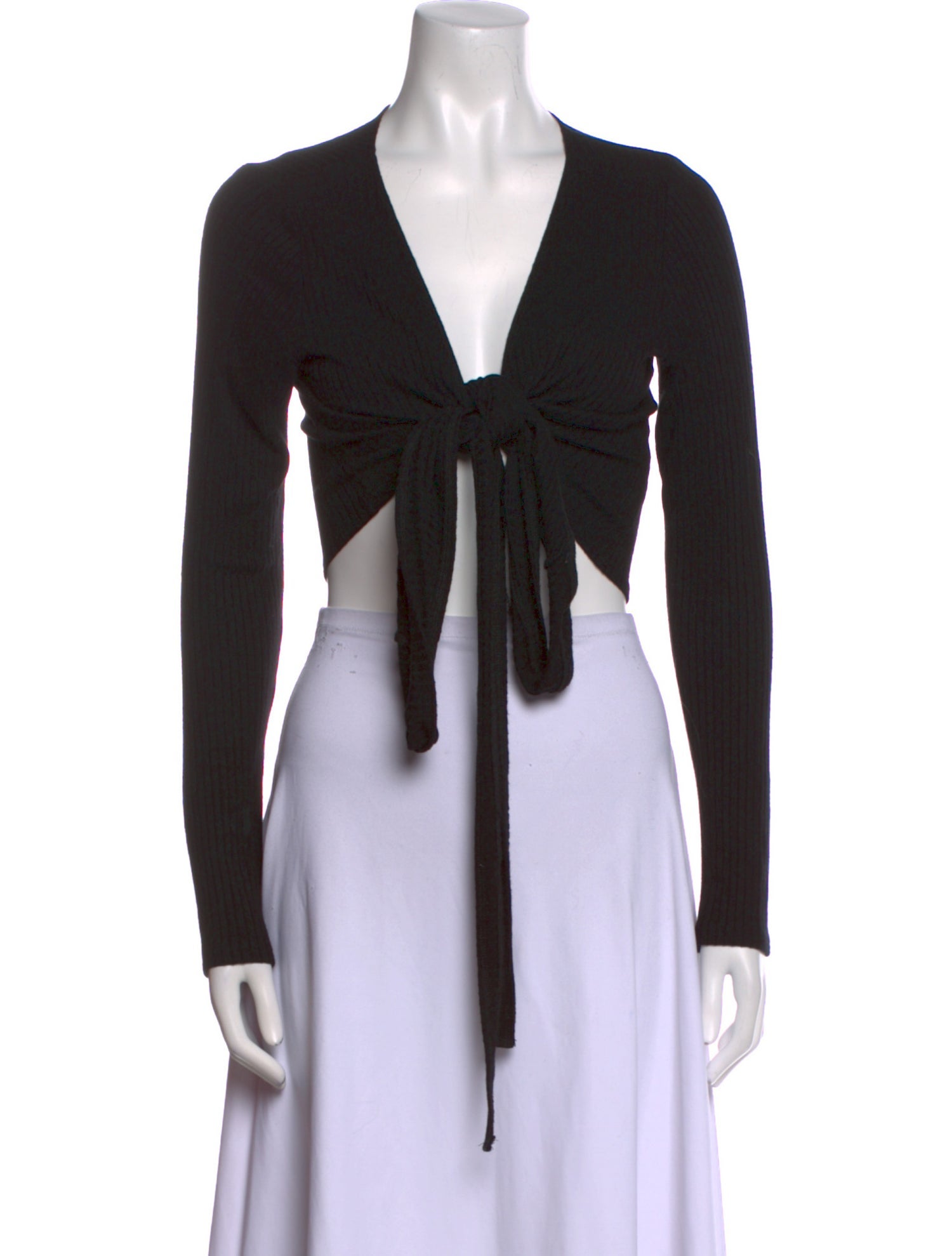 Reformation V-Neck Long Sleeve Crop Top