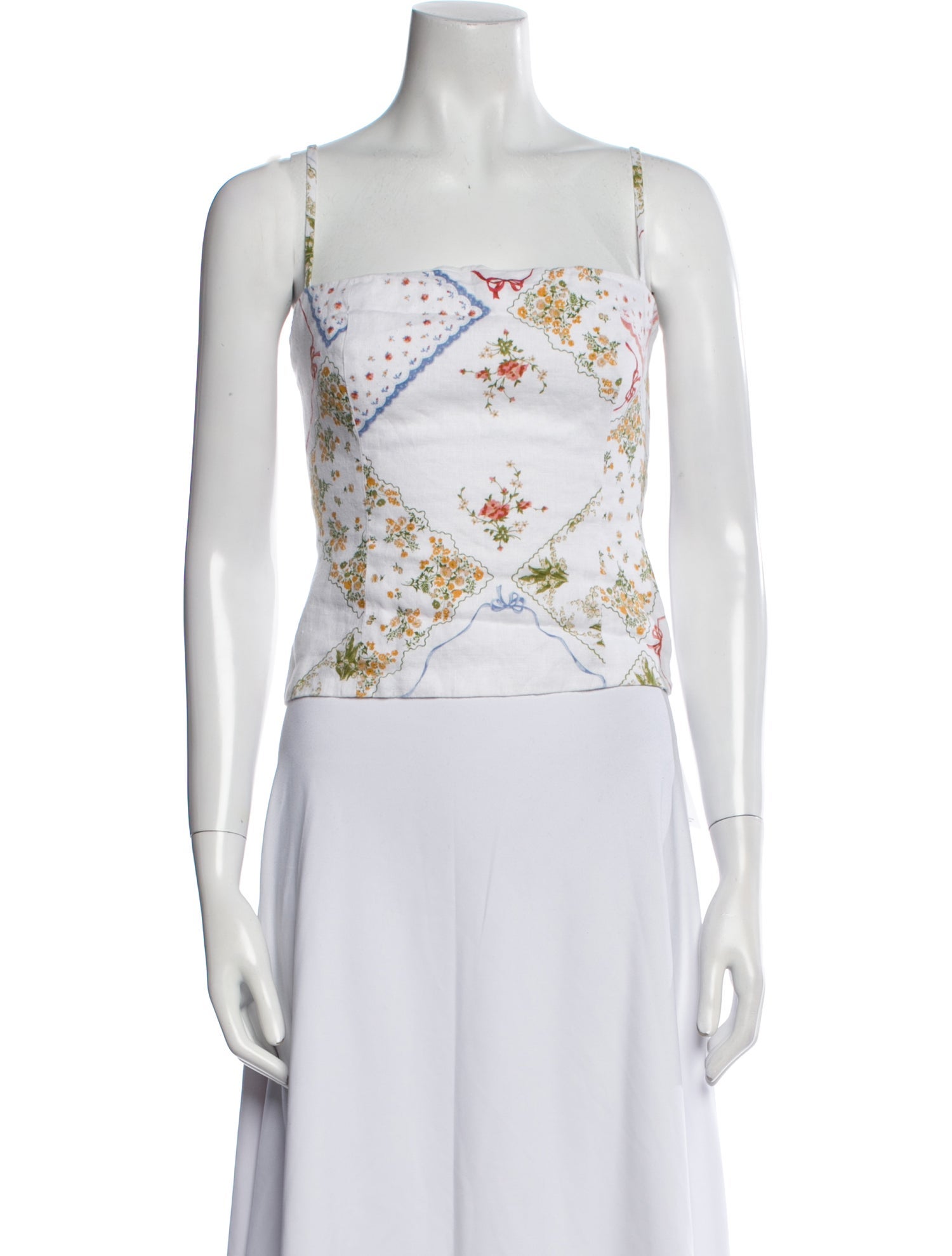 Reformation Linen Floral Print Crop Top